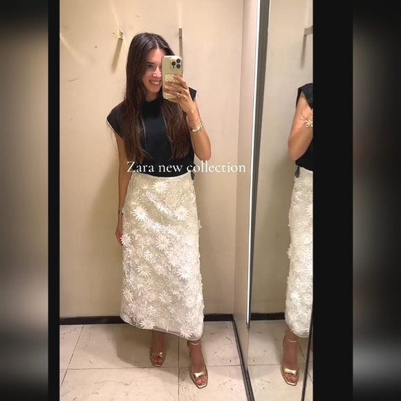 Zara floral embroidered midi skirt size S - Picture 12 of 16